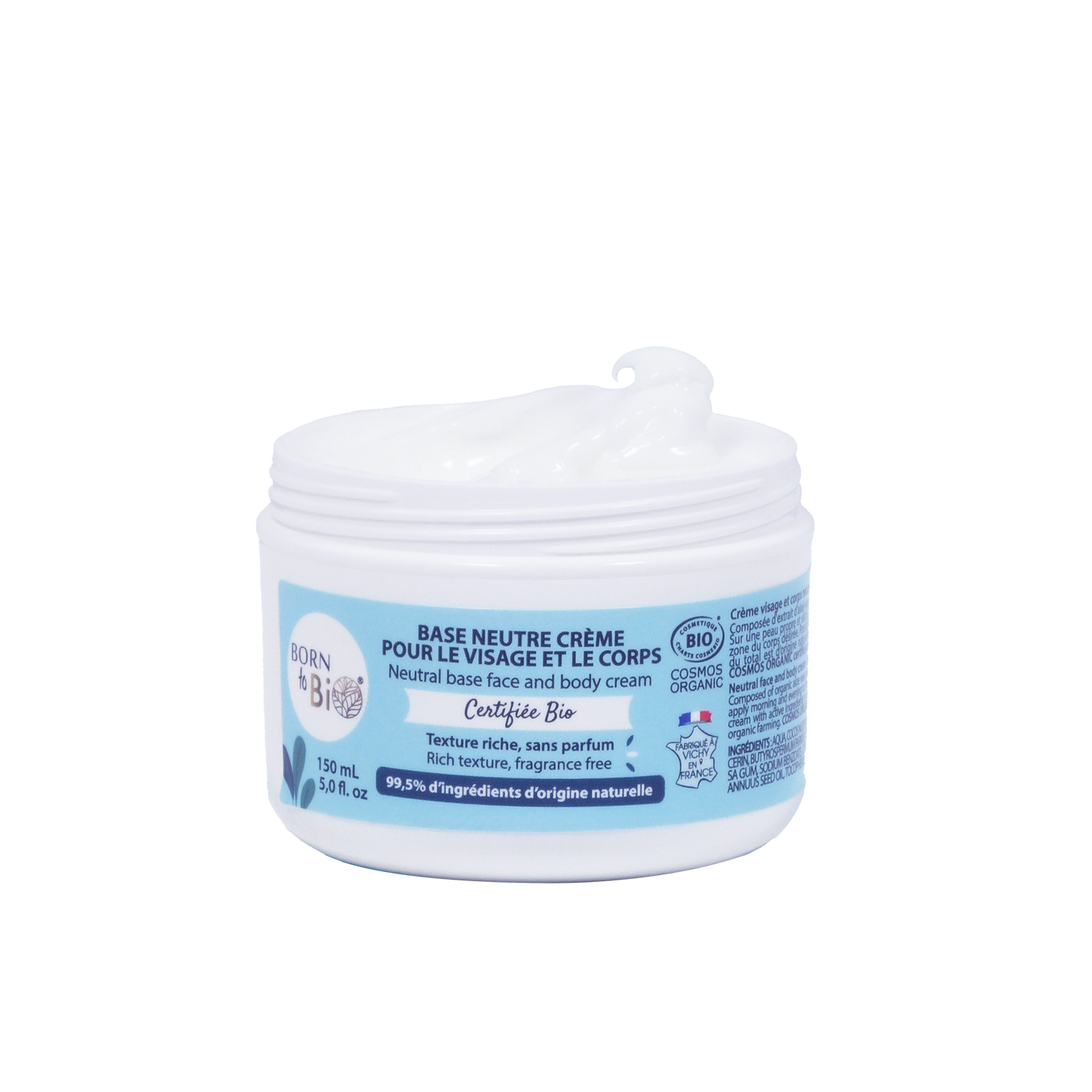 La Crème Base Universelle de Born to Bio est une formule bio conçue pour le visage et le corps. Adaptée à toutes les peaux, elle offre un soin neutre et naturel, à utiliser seule ou avec des actifs pour un soin personnalisé.