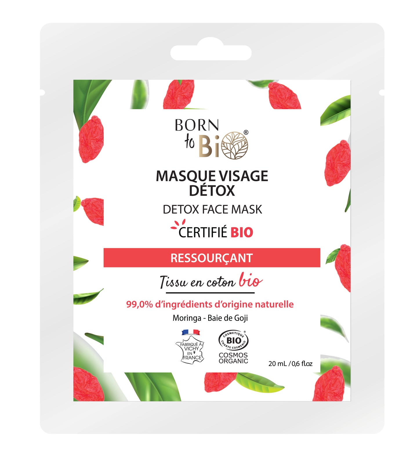 Detox face mask in cotton - Certified Organic