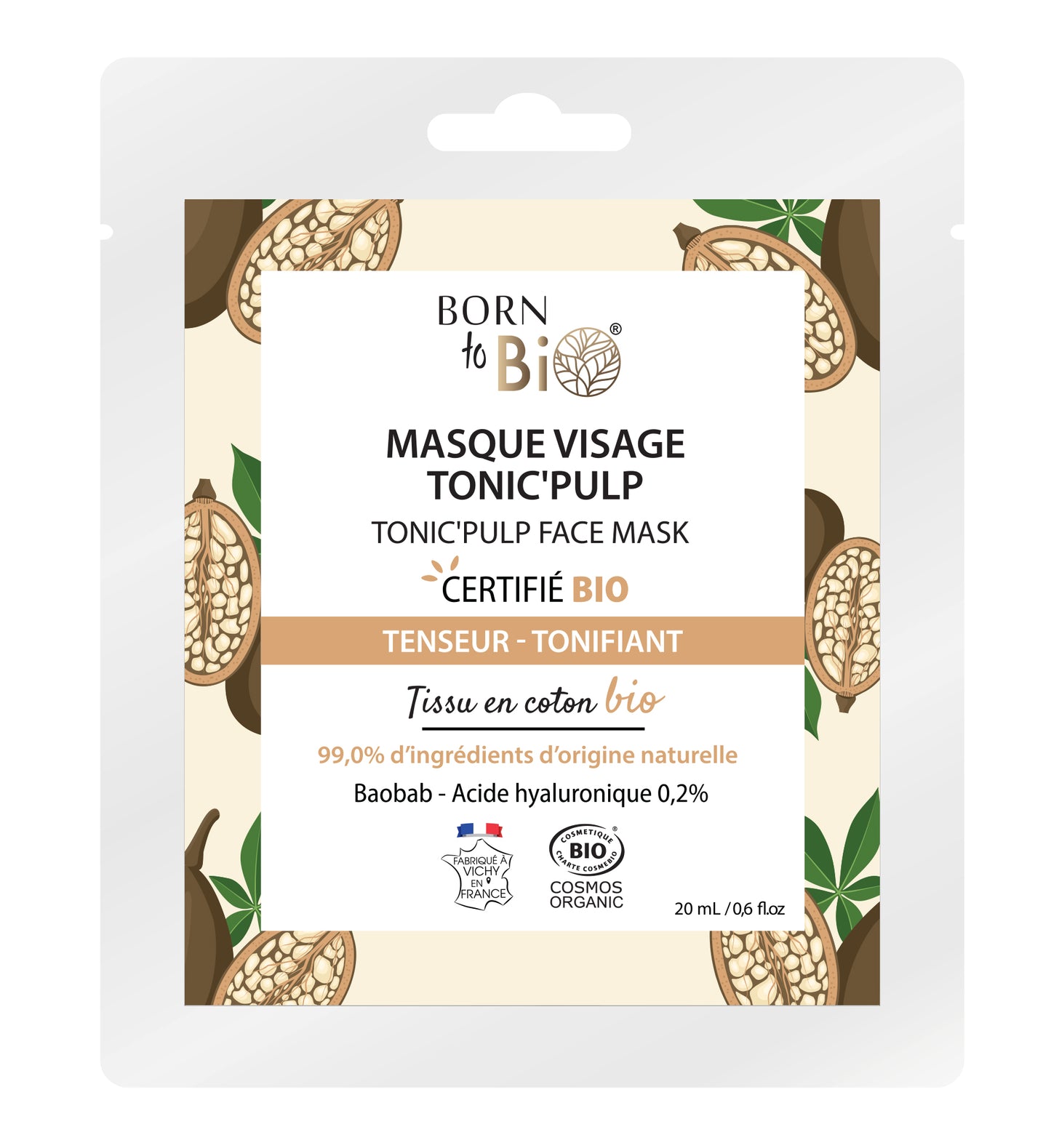 Tonic'Pulp face mask in cotton - Certified Organic