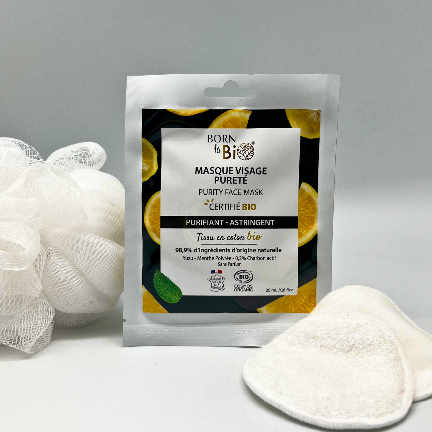 Masque visage Pureté en coton - Certifié Bio