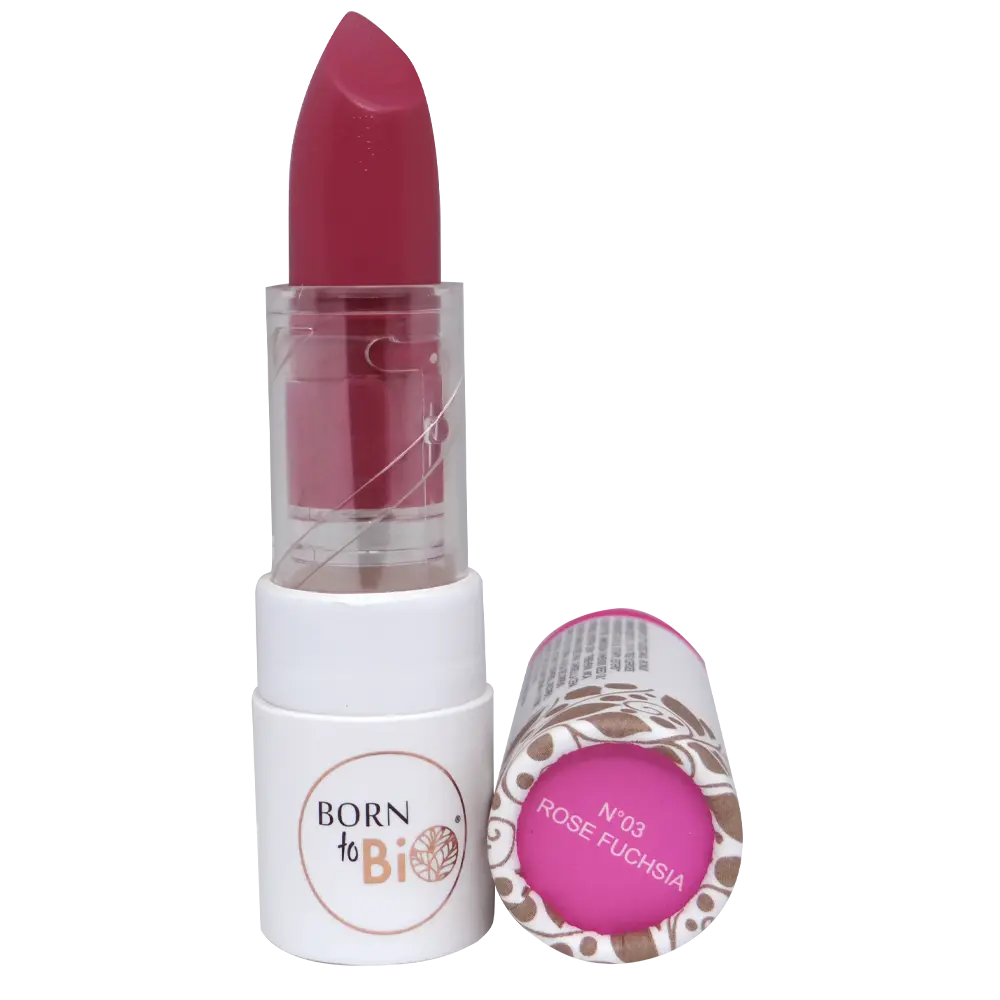 Le rouge à lèvres bio brillant Rose Fuchsia de Born to Bio apporte une touche vibrante et pétillante à votre sourire.