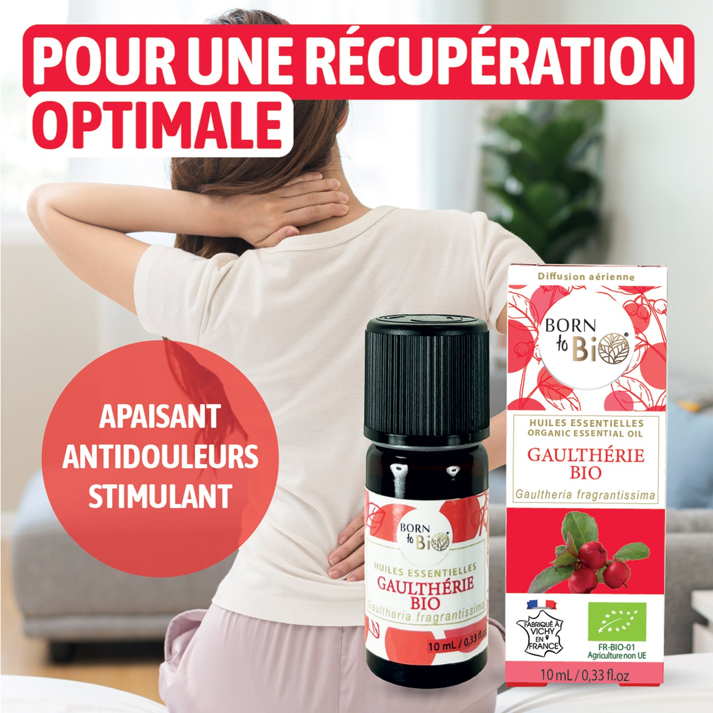 Huile essentielle de Gaulthérie bio, au parfum puissant et légèrement médicinal, obtenue par distillation à la vapeur des feuilles, pour une senteur intense et caractéristique. 