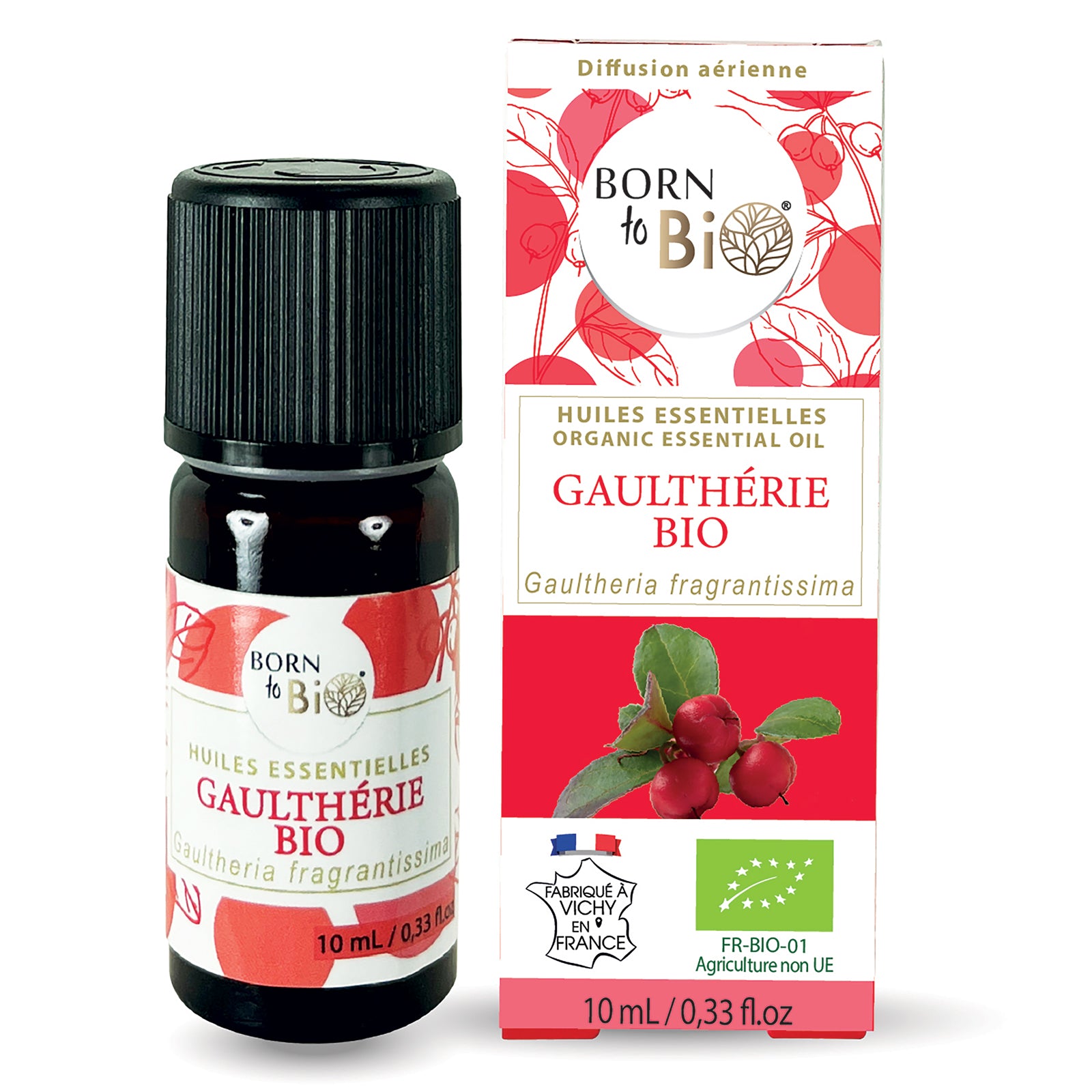 Huile essentielle de Gaulthérie bio, au parfum puissant et légèrement médicinal, obtenue par distillation à la vapeur des feuilles, pour une senteur intense et caractéristique.
