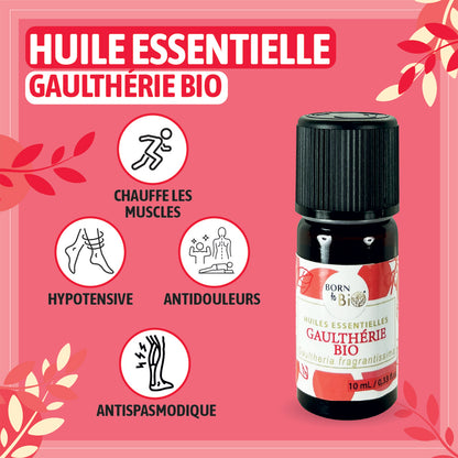 Huile essentielle de Gaulthérie bio, au parfum puissant et légèrement médicinal, obtenue par distillation à la vapeur des feuilles, pour une senteur intense et caractéristique.