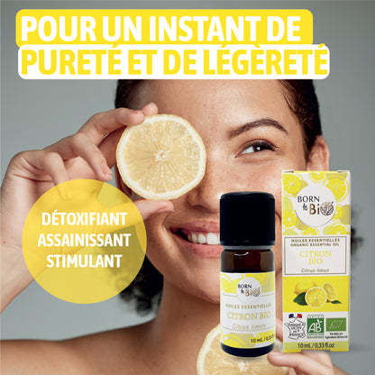 Huile essentielle de Citron bio, au parfum frais et zesté, obtenue par pression à froid des zestes.