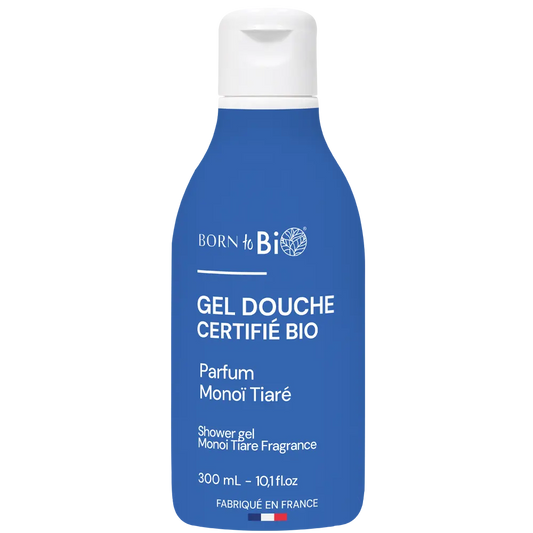 Un gel douche Certifié Bio au parfum solaire de monoï et fleur de tiaré, qui invite au voyage dès les premiers instants.