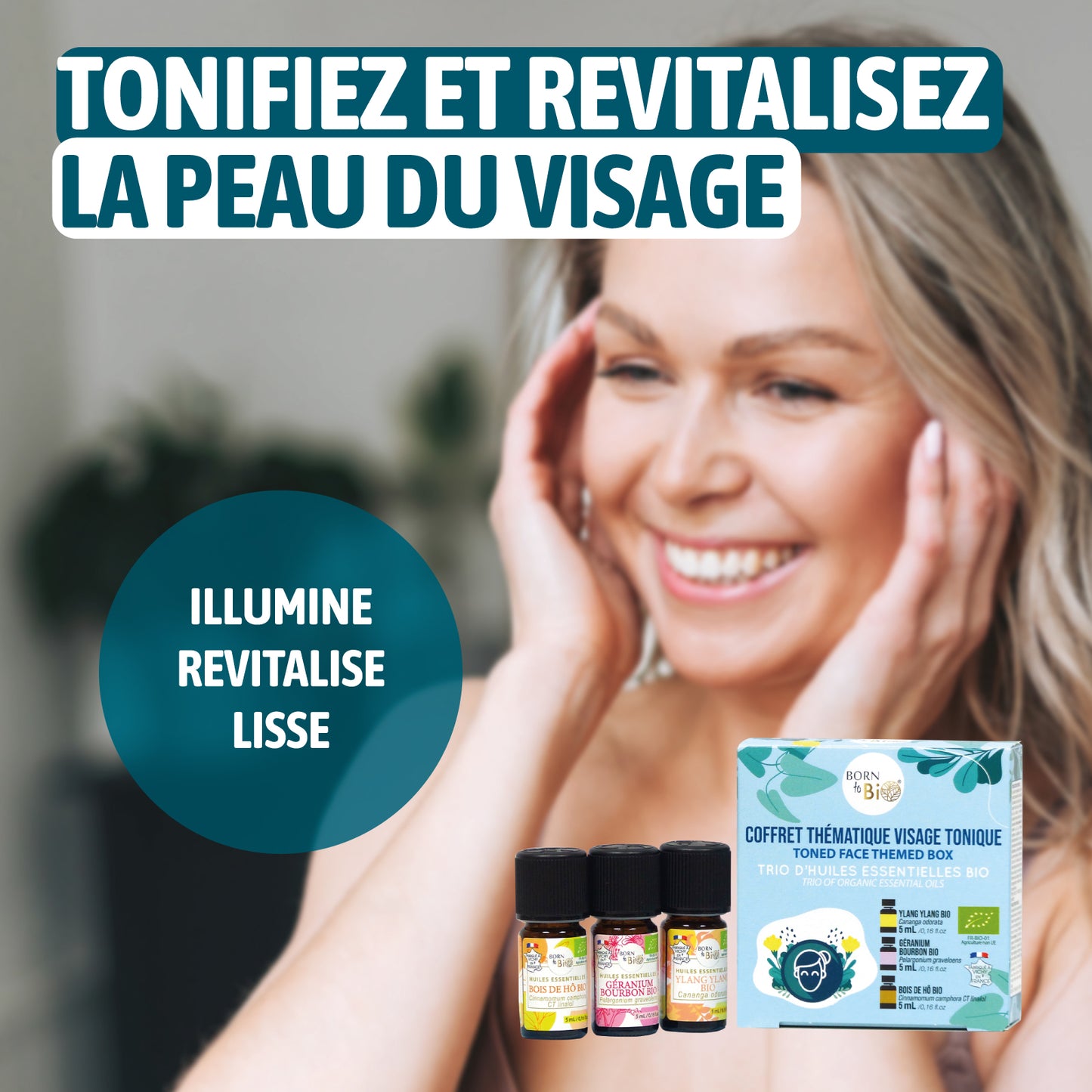 Redonnez vie à votre peau avec le "Coffret Revitalisant Visage" de Born to Bio. Un concentré de nature avec Ylang Ylang bio, Géranium Bourbon bio et Bois de Hô bio pour une peau tonifiée et rayonnante.