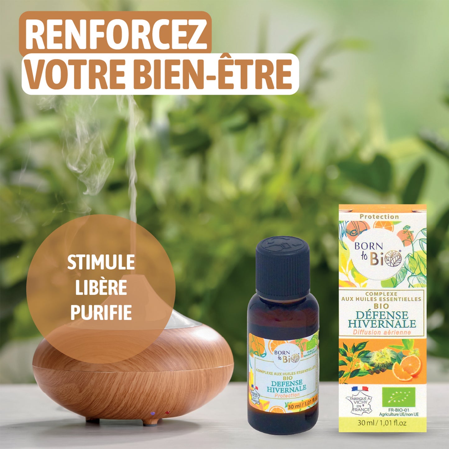 Un mélange d’huiles essentielles bio pour diffusion, formulé pour une protection active en hiver et une atmosphère revitalisante.