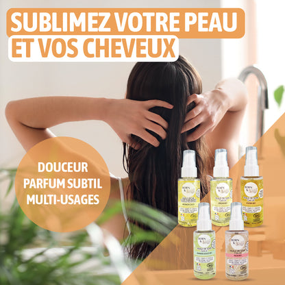 L'Huile de Soin Bio Réparatrice et Nourrissante de Born to Bio est idéale pour votre peau et de vos cheveux. Sa texture fluide et légère pénètre rapidement, nourrissant sans alourdir ni laisser de film collant. Un soin 100% naturel pour un effet réparateur et nourrissant toute la journée.