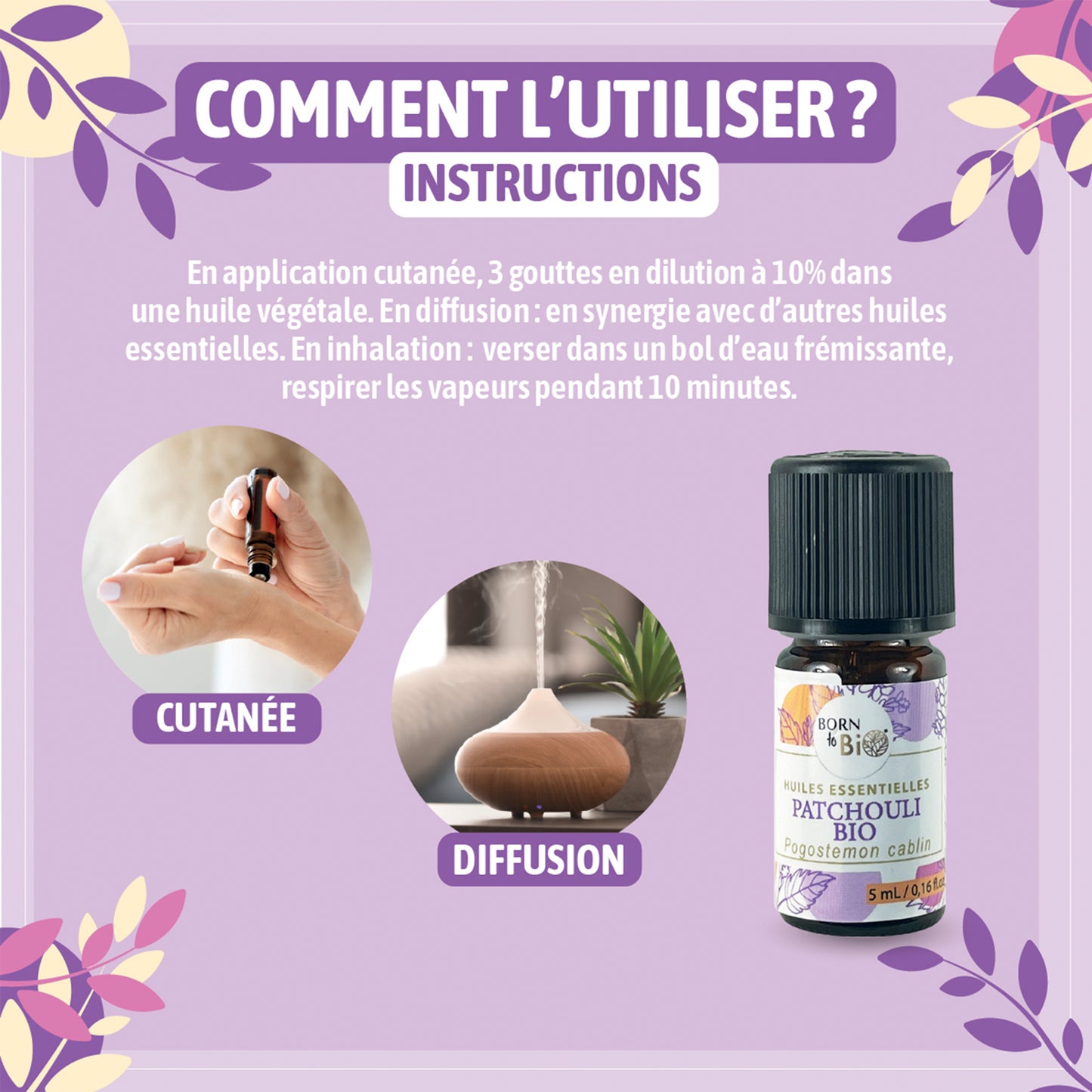 L'huile essentielle de patchouli bio est parfaite pour régénérer et réparer la peau, traiter les imperfections cutanées et améliorer l'élasticité de la peau. Un soin naturel et réparateur.