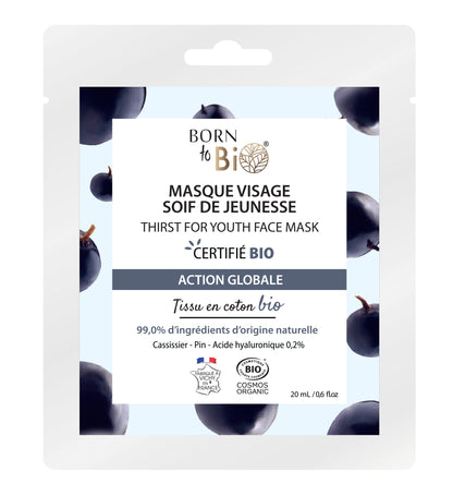 Masque visage Soif de Jeunesse en coton - Certifié Bio