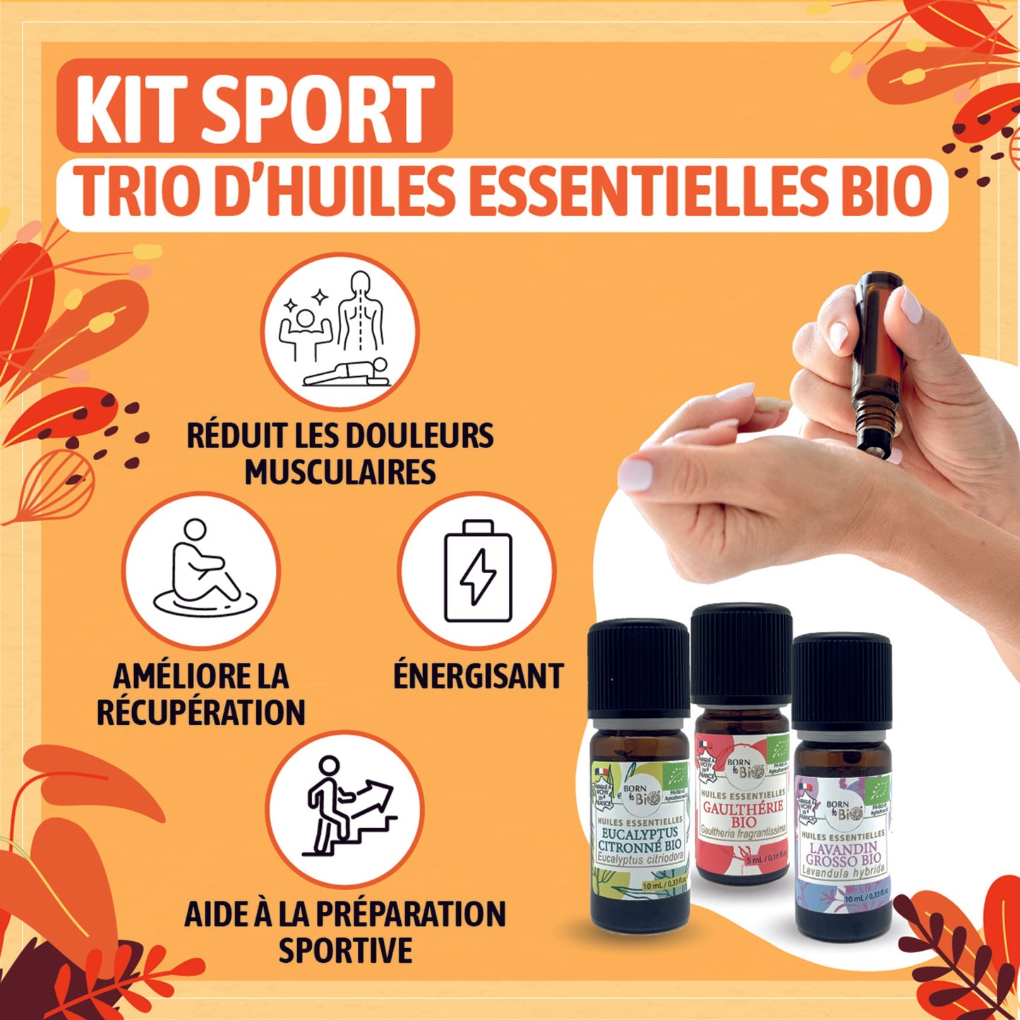 Un coffret conçu pour les sportifs, avec Lavandin Grosso, Eucalyptus Citronné et Gaulthérie Bio, des huiles essentielles aux propriétés apaisantes et rafraîchissantes pour une récupération optimale.