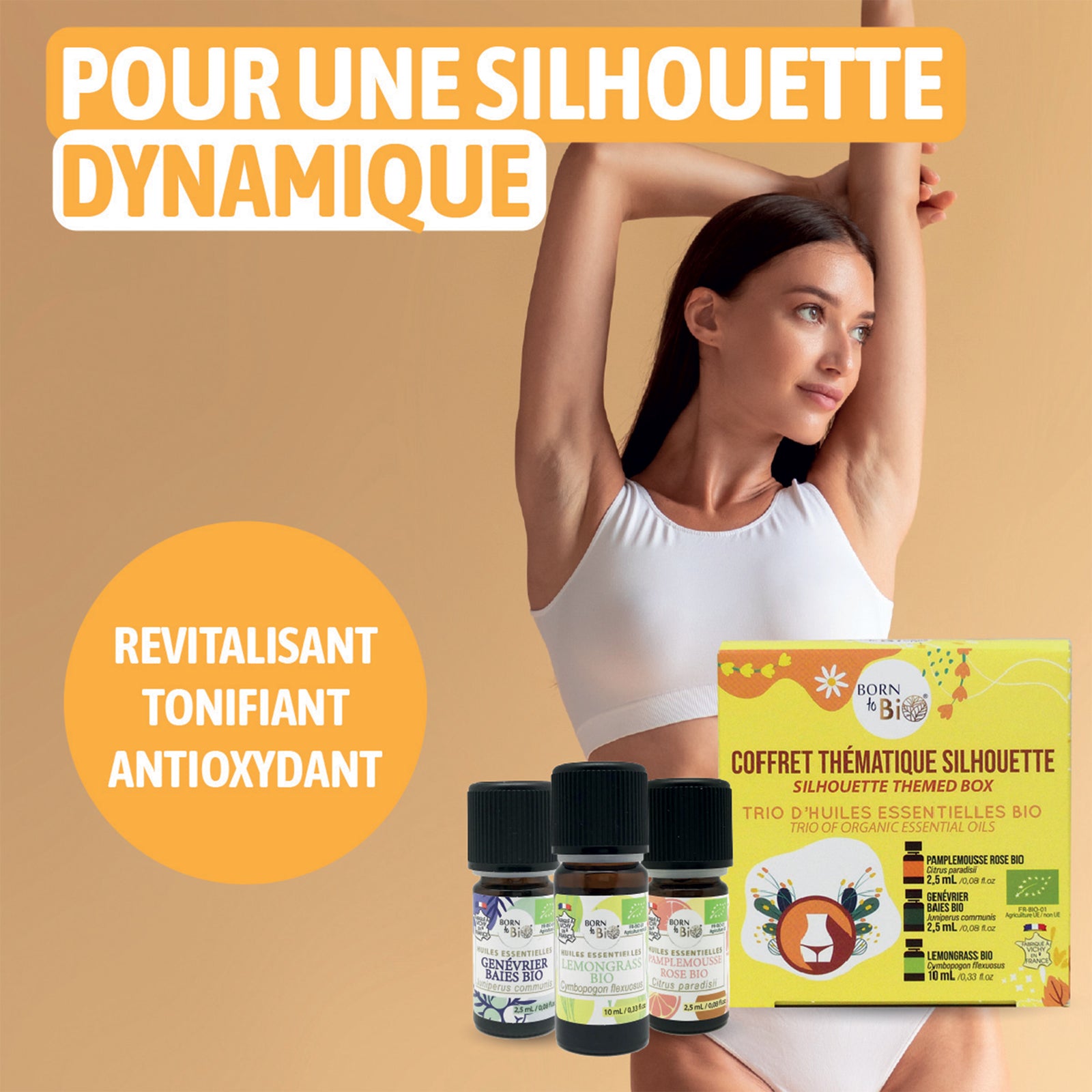 Avec le Genévrier Baies, le Lemongrass et le Pamplemousse Rose, ce coffret d’huiles essentielles bio offre une synergie pour purifier et favoriser l'équilibre de la silhouette.