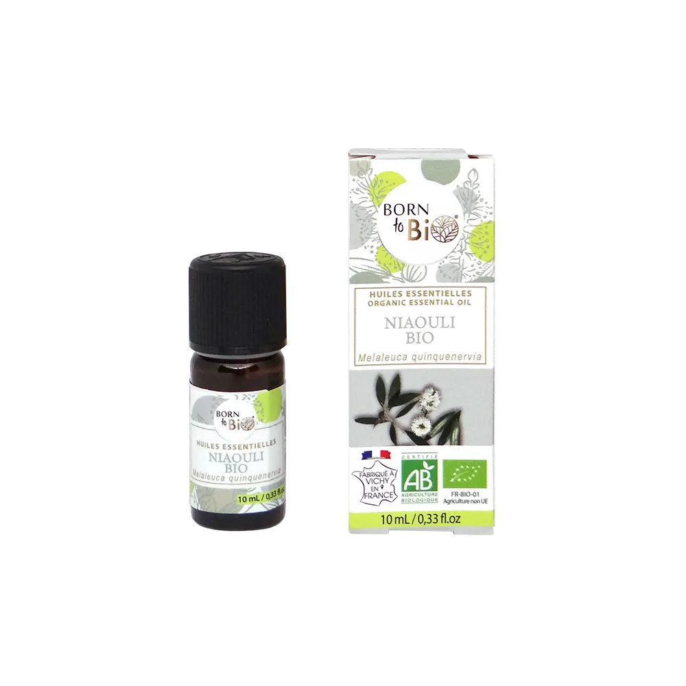 Huile essentielle de Niaouli bio, au parfum frais et camphré, obtenue par distillation à la vapeur des feuilles.